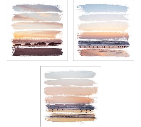 Sunset Stripes 3 Piece Art Print Set by Laura Marshall