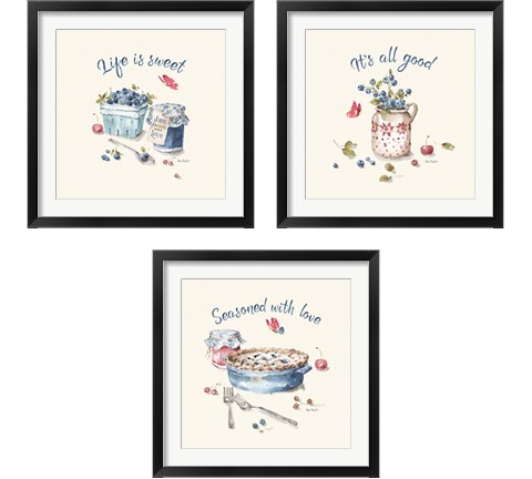 Summer Garden  3 Piece Framed Art Print Set by Lisa Audit