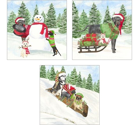 Christmas Dogs 3 Piece Art Print Set by Tara Reed