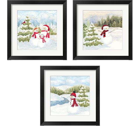 Snowman Wonderland 3 Piece Framed Art Print Set by Tara Reed