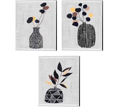 Decorated Vase with Plant 3 Piece Canvas Print Set by Melissa Wang