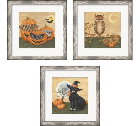 Funny Pumpkins 3 Piece Framed Art Print Set by David Carter Brown