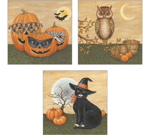 Funny Pumpkins 3 Piece Art Print Set by David Carter Brown