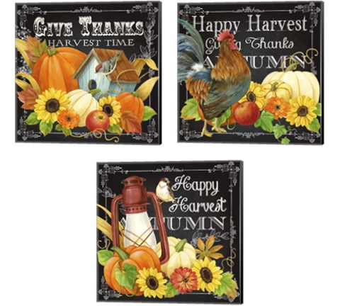 Harvest Greetings 3 Piece Canvas Print Set by Jane Maday