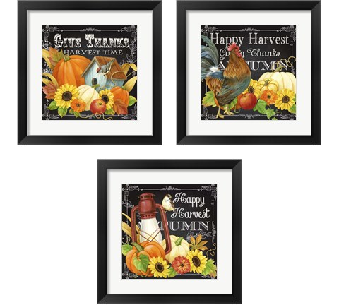 Harvest Greetings 3 Piece Framed Art Print Set by Jane Maday