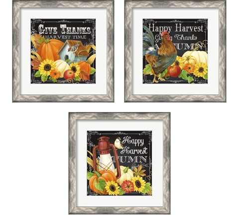 Harvest Greetings 3 Piece Framed Art Print Set by Jane Maday