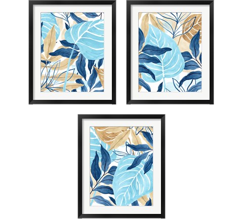 Blue Jungle 3 Piece Framed Art Print Set by June Erica Vess