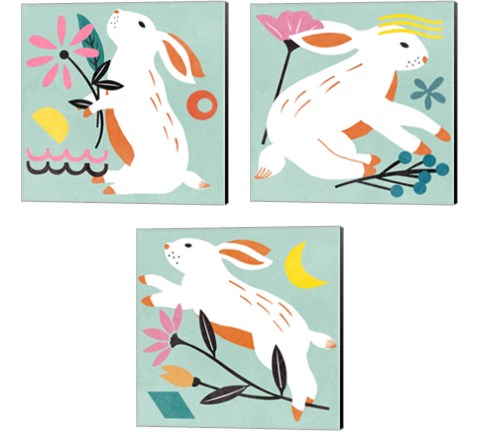 Easter Bunnies 3 Piece Canvas Print Set by Melissa Wang