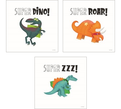 Super Dino 3 Piece Art Print Set by Seven Trees Design