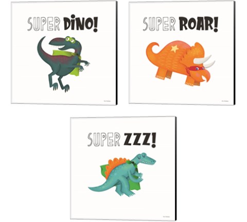 Super Dino 3 Piece Canvas Print Set by Seven Trees Design