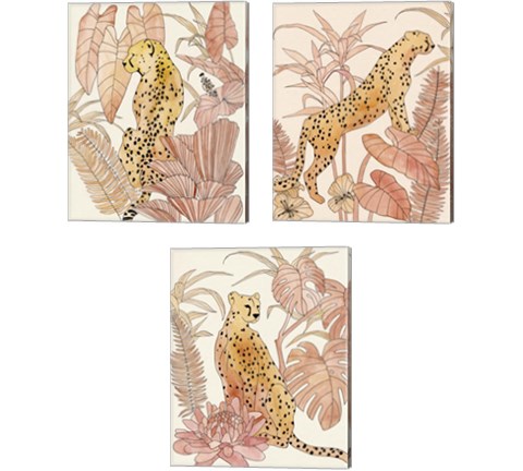 Blush Cheetah 3 Piece Canvas Print Set by Annie Warren