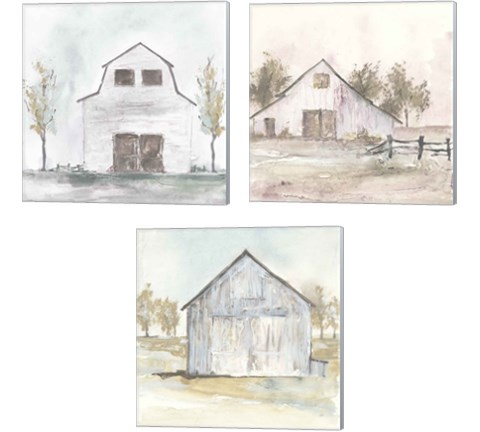 White Barn 3 Piece Canvas Print Set by Chris Paschke
