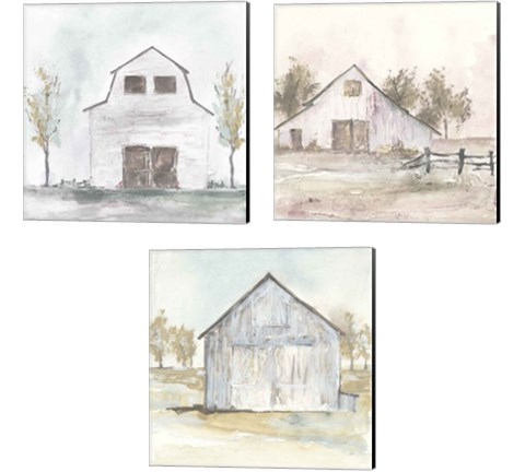 White Barn 3 Piece Canvas Print Set by Chris Paschke