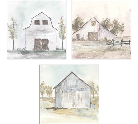 White Barn 3 Piece Art Print Set by Chris Paschke