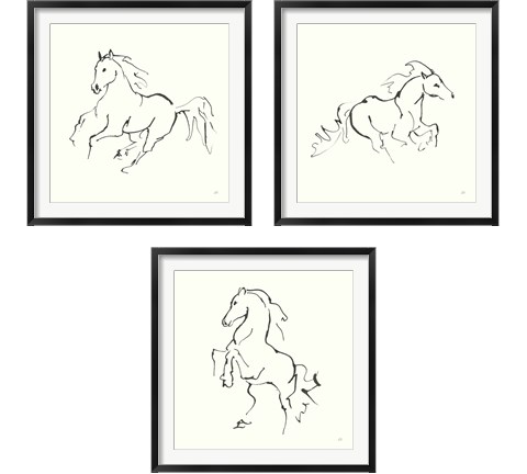 Line Horse 3 Piece Framed Art Print Set by Chris Paschke