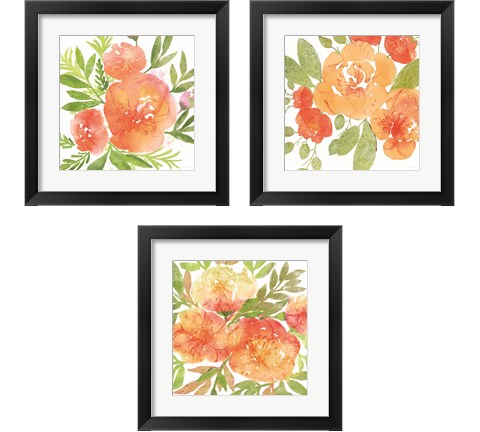 Peachy Floral 3 Piece Framed Art Print Set by Bluebird Barn