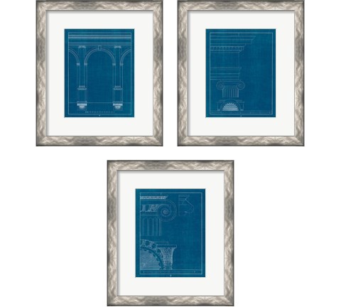 Architectural Columns Blueprint 3 Piece Framed Art Print Set by Wild Apple Portfolio