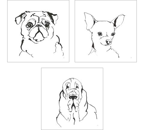 Line Dog 3 Piece Art Print Set by Chris Paschke