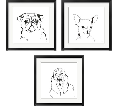 Line Dog 3 Piece Framed Art Print Set by Chris Paschke