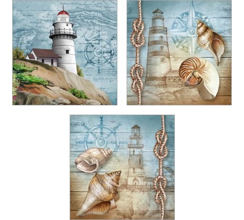 Lighthouse 3 Piece Art Print Set by Tom Wood