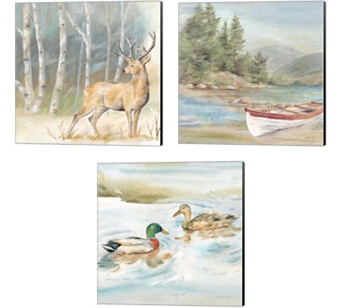 Woodland Reflections 3 Piece Canvas Print Set by Cynthia Coulter