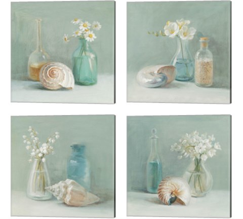 Shells & Floral Spa 4 Piece Canvas Print Set by Danhui Nai
