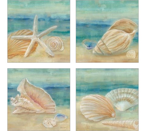 Horizon Shells Square 4 Piece Art Print Set by Cynthia Coulter
