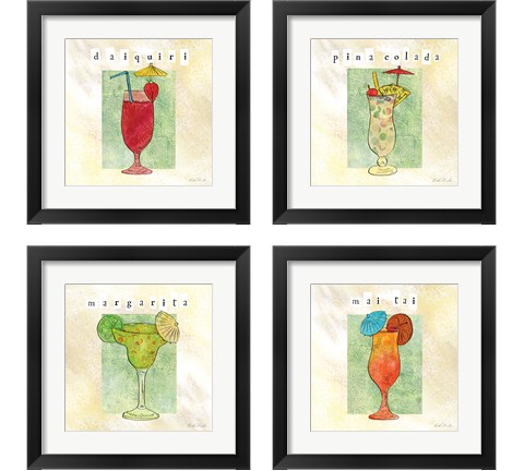 Tropical Cocktails 4 Piece Framed Art Print Set by Caitlin Dundon
