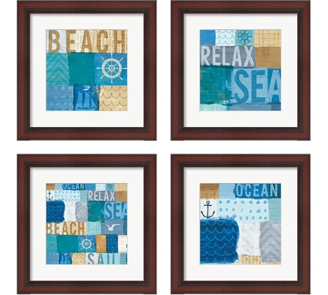Beachscape Collage 4 Piece Framed Art Print Set by Michael Mullan