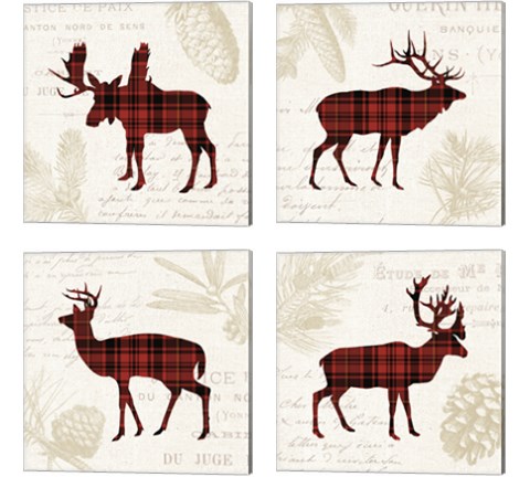 Plaid Lodge 4 Piece Canvas Print Set by Wild Apple Portfolio