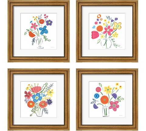 Floral Medley 4 Piece Framed Art Print Set by Farida Zaman