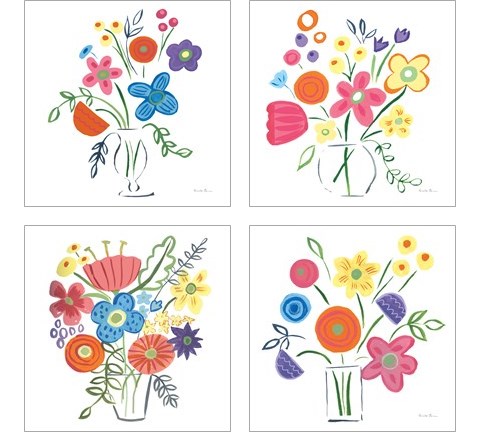 Floral Medley 4 Piece Art Print Set by Farida Zaman