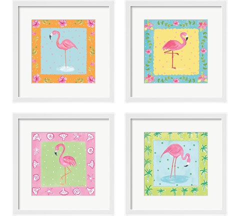 Flamingo Dance 4 Piece Framed Art Print Set by Farida Zaman