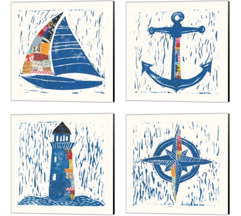 Nautical Collage 4 Piece Canvas Print Set by Courtney Prahl