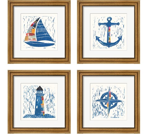 Nautical Collage 4 Piece Framed Art Print Set by Courtney Prahl