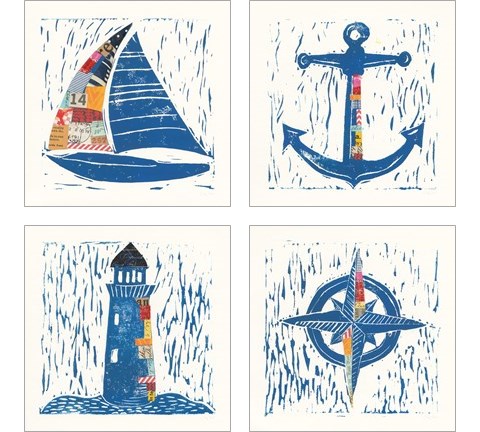 Nautical Collage 4 Piece Art Print Set by Courtney Prahl