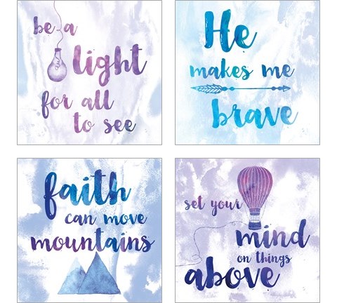 Words of Faith 4 Piece Art Print Set by Sarah Adams