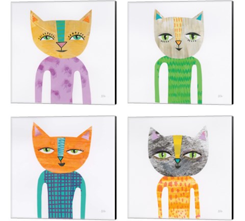 Cool Cats 4 Piece Canvas Print Set by Melissa Averinos