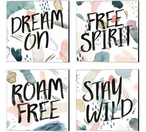 April Showers Inspiration 4 Piece Canvas Print Set by Laura Marshall