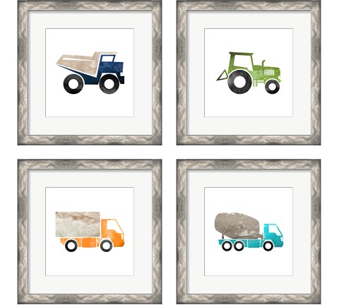 Truck with Paint Texture 4 Piece Framed Art Print Set by Color Me Happy