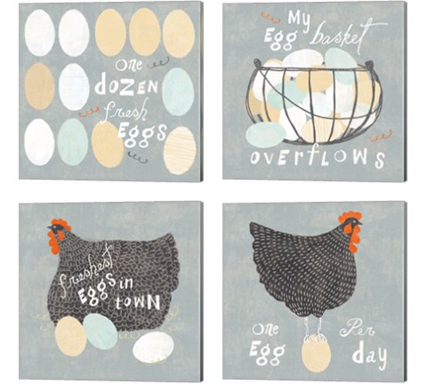 Fresh Eggs 4 Piece Canvas Print Set by Sue Schlabach