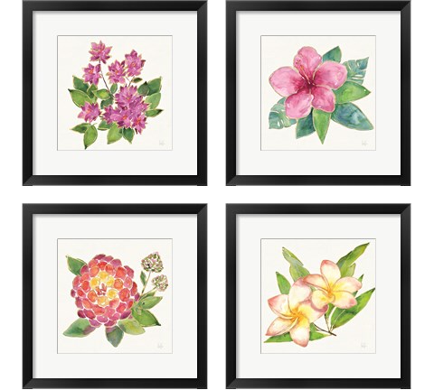 Tropical Fun Flowers 4 Piece Framed Art Print Set by Harriet Sussman