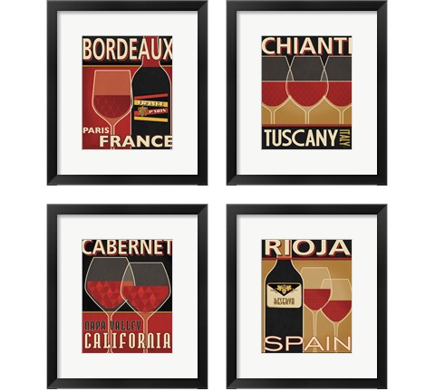 Wine Selection 4 Piece Framed Art Print Set by Pela Studio