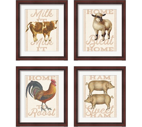Farm Animal 4 Piece Framed Art Print Set by Sue Schlabach