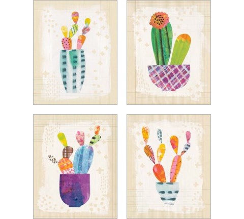 Collage Cactus 4 Piece Art Print Set by Melissa Averinos