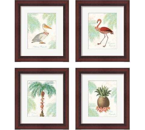Flamingo Tropicale 4 Piece Framed Art Print Set by Sue Schlabach