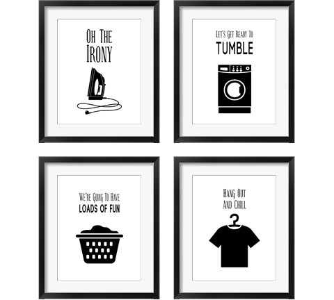 Laundry - White 4 Piece Framed Art Print Set by Color Me Happy