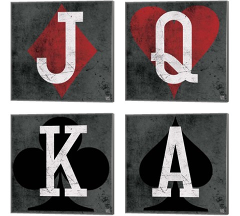 Playing Cards Gray 4 Piece Canvas Print Set by Aubree Perrenoud