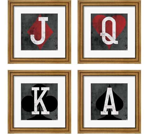 Playing Cards Gray 4 Piece Framed Art Print Set by Aubree Perrenoud