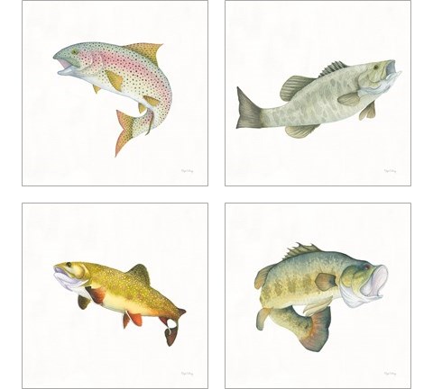 Gone Fishin 4 Piece Art Print Set by Wild Apple Portfolio